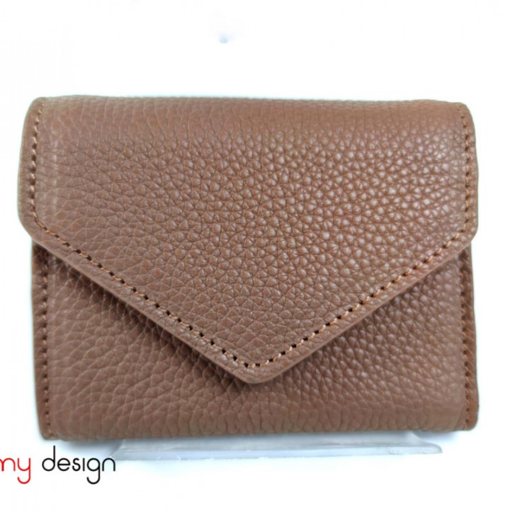 Brown button leather wallet